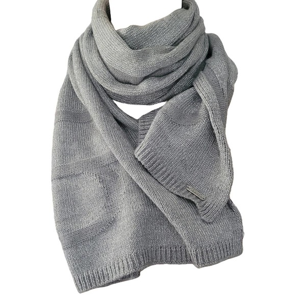 Calvin Klein Accessories - Unisex Silver Sparkle Gray Calvin Klein Knit Scarf 16x72